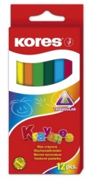 Pastelky voskové Kores 12 ks trojhranné pr. 10 mm