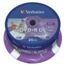 DVD +R VERBATIM 8,5 GB, cake box, Double Layer, Wide Printable / 25 ks