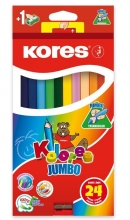 Pastelky Kores trojhranné Jumbo 24 ks + ořezávátko silné