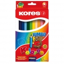 Pastelky trojhranné lakované Jumbo Kores 12 ks 